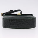 Salvatore Ferragamo Gancini Bag Leather embossed Green Gold Auth ka5598A-5