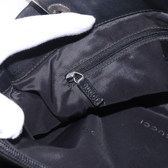 GUCCI Bamboo Tote Bag Canvas Black Silver 002 1016 Auth ka5599