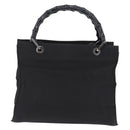 GUCCI Bamboo Tote Bag Canvas Black Silver 002 1016 Auth ka5599-2