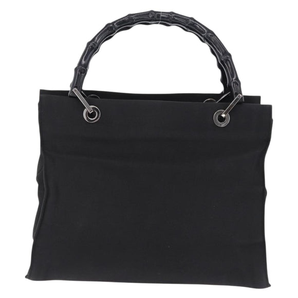 GUCCI Bamboo Tote Bag Canvas Black Silver 002 1016 Auth ka5599