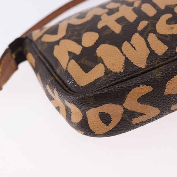LOUIS VUITTON Monogram Graffiti Pochette Accessoires Orange M92193 Auth ka5600A