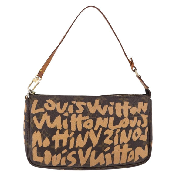 LOUIS VUITTON Monogram Graffiti Pochette Accessoires Orange M92193 Auth ka5600A