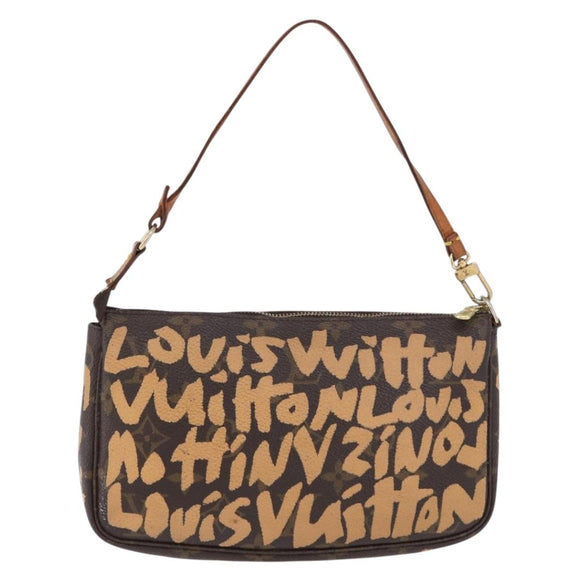 LOUIS VUITTON Monogram Graffiti Pochette Accessoires Orange M92193 Auth ka5600A