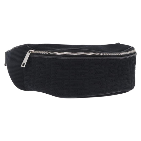 FENDI Shoulder Bag Canvas Black Silver Auth ka5602V