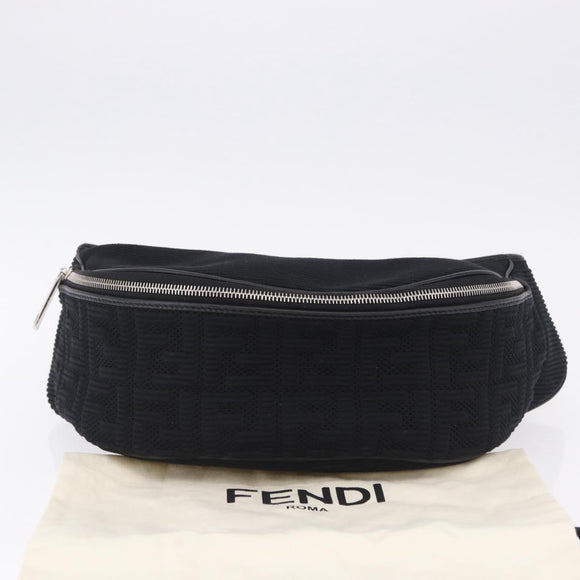 FENDI Shoulder Bag Canvas Black Silver Auth ka5602V
