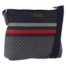 GUCCI Sherry Line Shoulder Bag Nylon Navy Silver 270410 Auth ka5604A-1