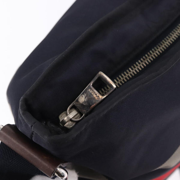 GUCCI Sherry Line Shoulder Bag Nylon Navy Silver 270410 Auth ka5604A
