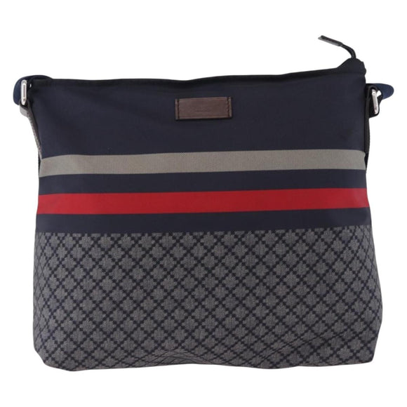GUCCI Sherry Line Shoulder Bag Nylon Navy Silver 270410 Auth ka5604A
