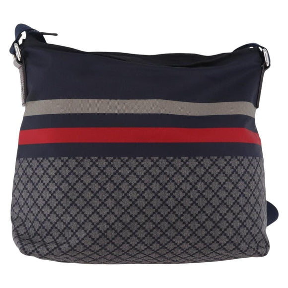 GUCCI Sherry Line Shoulder Bag Nylon Navy Silver 270410 Auth ka5604A