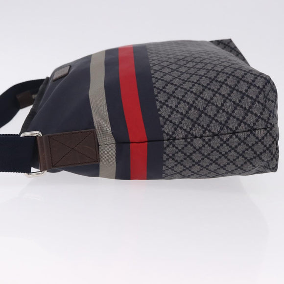 GUCCI Sherry Line Shoulder Bag Nylon Navy Silver 270410 Auth ka5604A