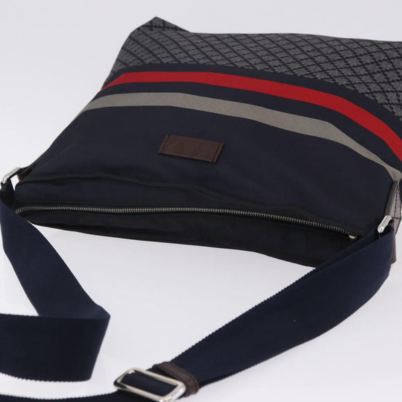 GUCCI Sherry Line Shoulder Bag Nylon Navy Silver 270410 Auth ka5604A