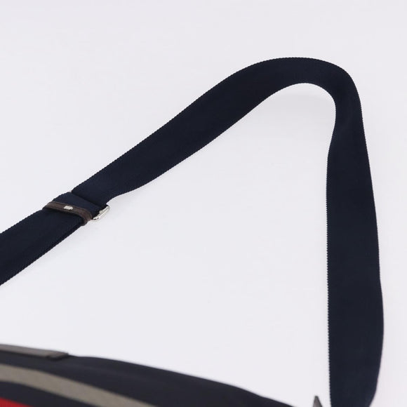 GUCCI Sherry Line Shoulder Bag Nylon Navy Silver 270410 Auth ka5604A