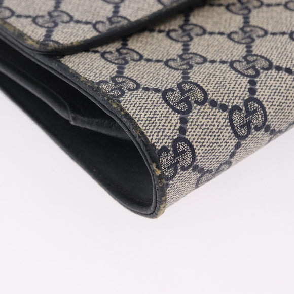 GUCCI GG Supreme Shoulder Bag PVC Navy Gold 94 02 050 Auth ka5606