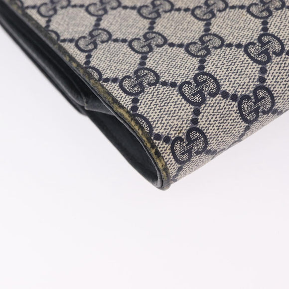 GUCCI GG Supreme Shoulder Bag PVC Navy Gold 94 02 050 Auth ka5606