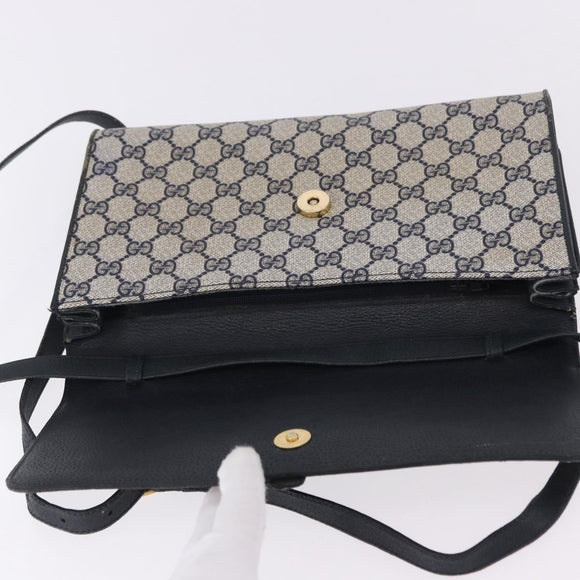 GUCCI GG Supreme Shoulder Bag PVC Navy Gold 94 02 050 Auth ka5606