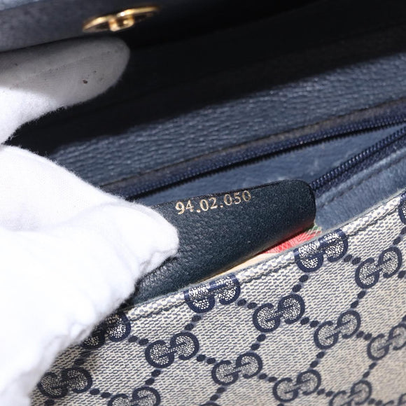 GUCCI GG Supreme Shoulder Bag PVC Navy Gold 94 02 050 Auth ka5606