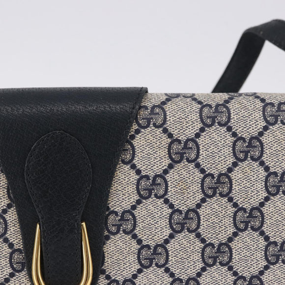 GUCCI GG Supreme Shoulder Bag PVC Navy Gold 94 02 050 Auth ka5606