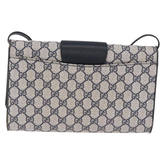 GUCCI GG Supreme Shoulder Bag PVC Navy Gold 94 02 050 Auth ka5606