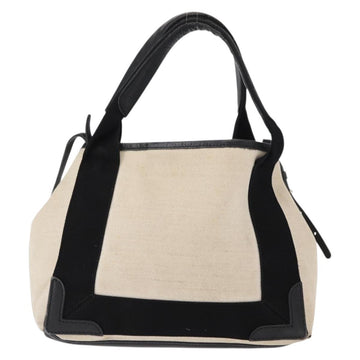 BALENCIAGA Hand Bag Canvas Beige Black Auth ka561 - 0