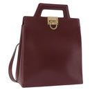 Salvatore Ferragamo Gancini Backpack Leather Bordeaux Gold Auth ka5613A-1