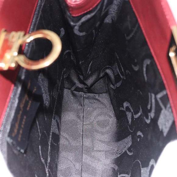 Salvatore Ferragamo Gancini Backpack Leather Bordeaux Gold Auth ka5613A