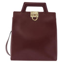 Salvatore Ferragamo Gancini Backpack Leather Bordeaux Gold Auth ka5613A-13