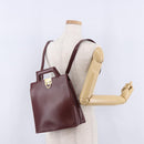 Salvatore Ferragamo Gancini Backpack Leather Bordeaux Gold Auth ka5613A-23