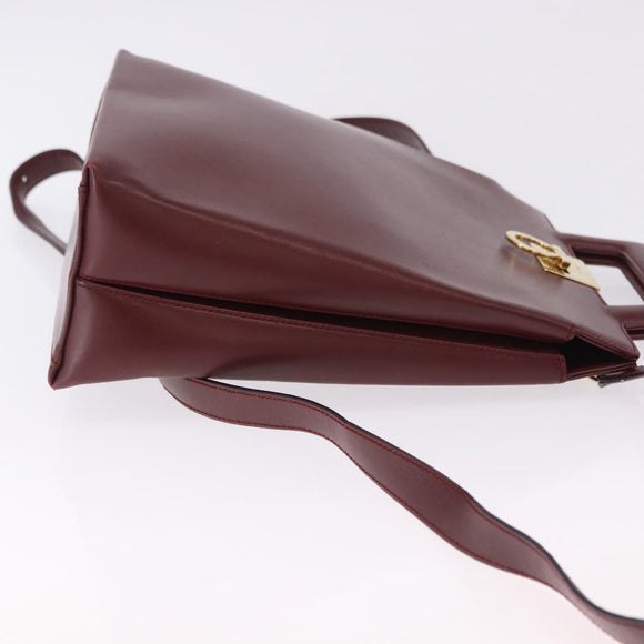 Salvatore Ferragamo Gancini Backpack Leather Bordeaux Gold Auth ka5613A