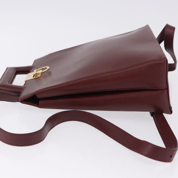 Salvatore Ferragamo Gancini Backpack Leather Bordeaux Gold Auth ka5613A