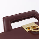 Salvatore Ferragamo Gancini Backpack Leather Bordeaux Gold Auth ka5613A-14