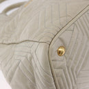 Miu Miu Matelasse Hand Bag Leather 2way Beige Gold Auth ka5616V-12