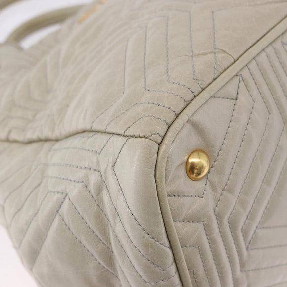 Miu Miu Matelasse Hand Bag Leather 2way Beige Gold Auth ka5616V