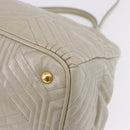 Miu Miu Matelasse Hand Bag Leather 2way Beige Gold Auth ka5616V-13