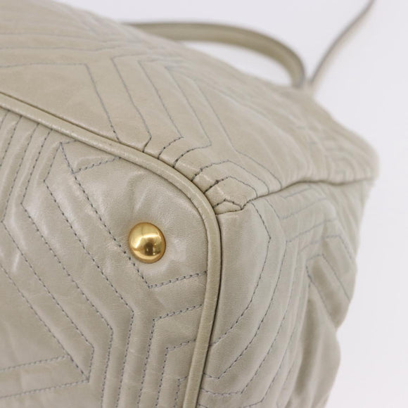 Miu Miu Matelasse Hand Bag Leather 2way Beige Gold Auth ka5616V