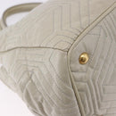 Miu Miu Matelasse Hand Bag Leather 2way Beige Gold Auth ka5616V-14
