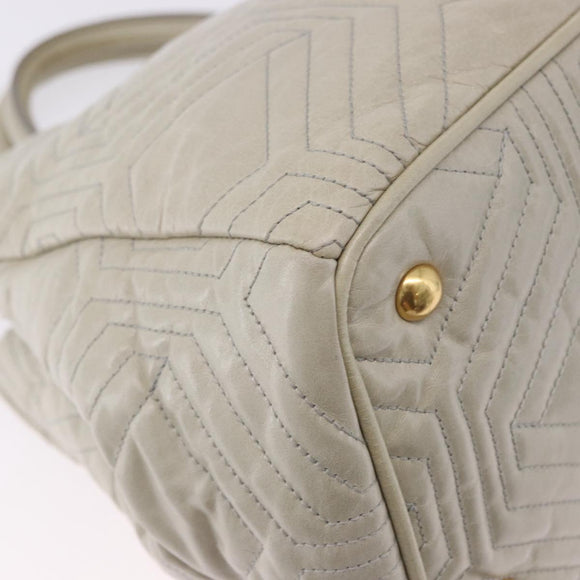 Miu Miu Matelasse Hand Bag Leather 2way Beige Gold Auth ka5616V