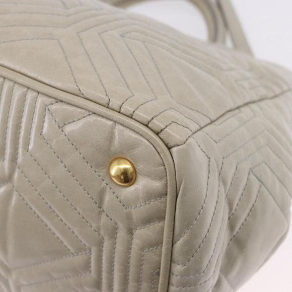 Miu Miu Matelasse Hand Bag Leather 2way Beige Gold Auth ka5616V