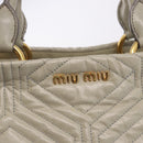 Miu Miu Matelasse Hand Bag Leather 2way Beige Gold Auth ka5616V-16