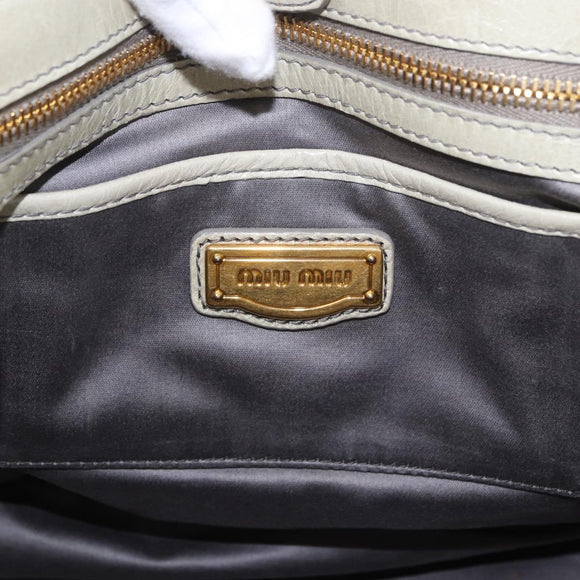 Miu Miu Matelasse Hand Bag Leather 2way Beige Gold Auth ka5616V