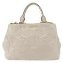 Miu Miu Matelasse Hand Bag Leather 2way Beige Gold Auth ka5616V-2