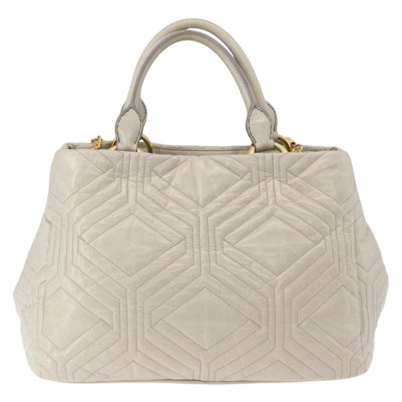 Miu Miu Matelasse Hand Bag Leather 2way Beige Gold Auth ka5616V
