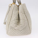 Miu Miu Matelasse Hand Bag Leather 2way Beige Gold Auth ka5616V-4