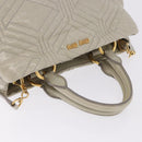 Miu Miu Matelasse Hand Bag Leather 2way Beige Gold Auth ka5616V-6