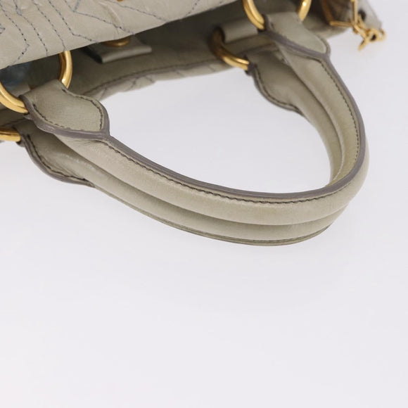 Miu Miu Matelasse Hand Bag Leather 2way Beige Gold Auth ka5616V