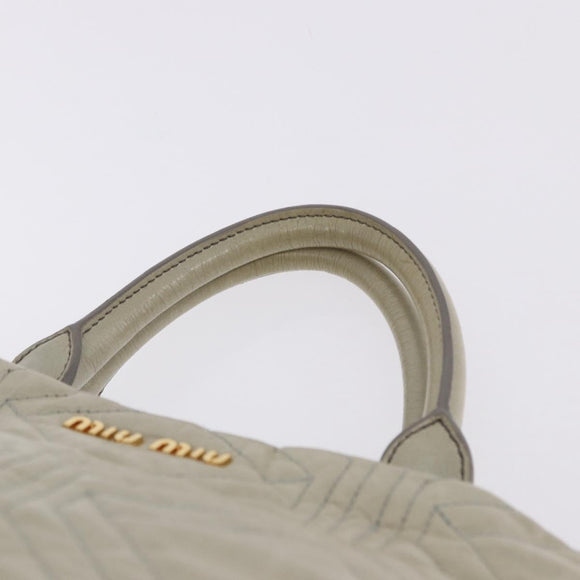 Miu Miu Matelasse Hand Bag Leather 2way Beige Gold Auth ka5616V