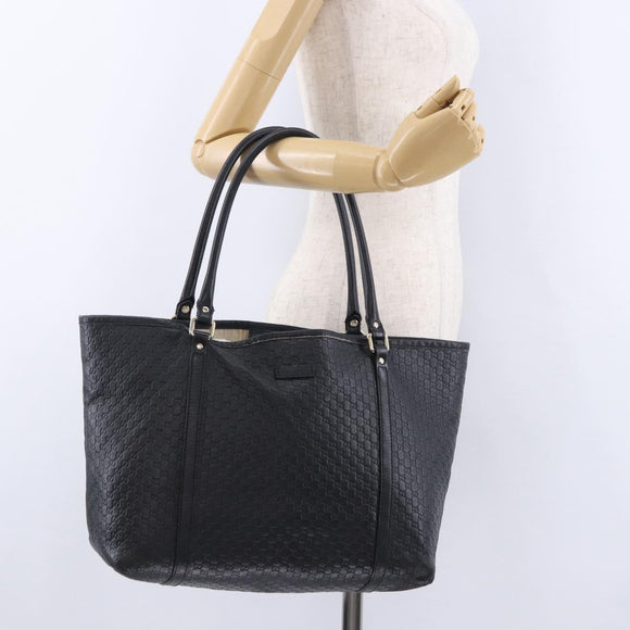 GUCCI Micro GG Canvas Guccissima Bag Leather Outlet Black 449647 Auth ka5617
