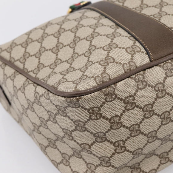 GUCCI GG Supreme Web Sherry Line Hand Bag PVC Beige Gold 39 02 041 Auth ka5618
