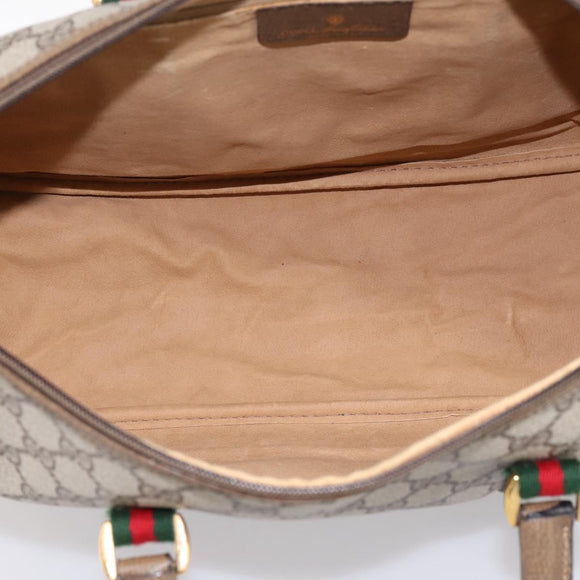GUCCI GG Supreme Web Sherry Line Hand Bag PVC Beige Gold 39 02 041 Auth ka5618