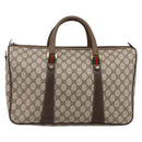 GUCCI GG Supreme Web Sherry Line Hand Bag PVC Beige Gold 39 02 041 Auth ka5618-2