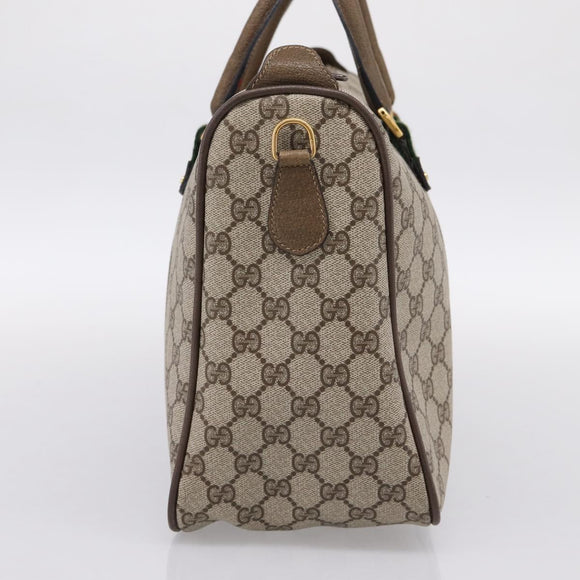 GUCCI GG Supreme Web Sherry Line Hand Bag PVC Beige Gold 39 02 041 Auth ka5618